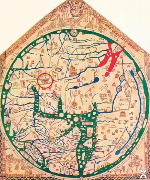 Удивительная Mappa Mundi - с обведенн...