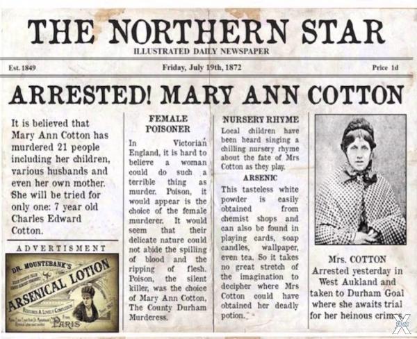 Газета с заметкой об аресте Мэри-Энн ...