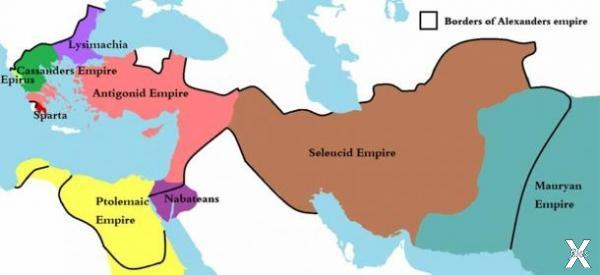 Границы империи Александра в черных л...