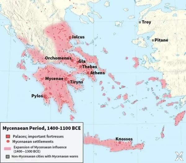 Карта Микенской Греции