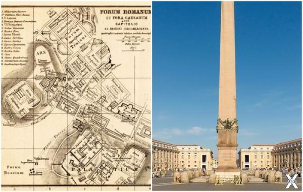 Слева направо: План римского форума и...