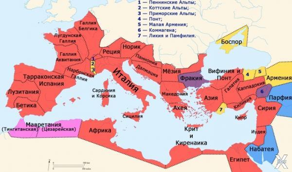 Карта Римской империи к 37 году