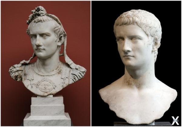 Слева направо: Бюст императора Калигу...