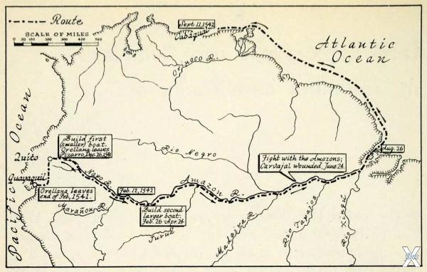 Маршрут испанцев по Амазонке