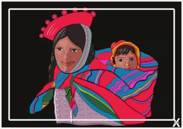 Рисунок андской женщины и ребёнка