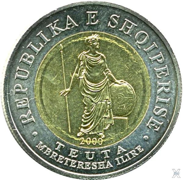 Изображение Тевты на албанской монете