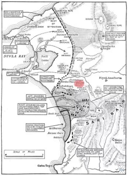 Карта боевых действий в заливе Сувла ...