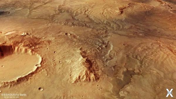 Вид древней сети речных долин на Марсе