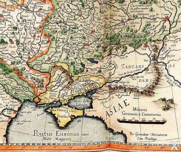 Фрагмент карты Меркатора, 1595 г.
