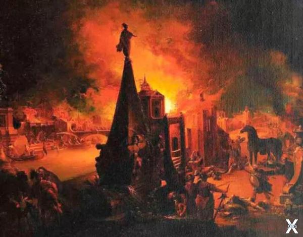 Вид на горящую Трою, картина Иоганна ...