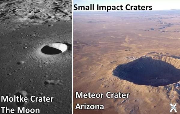 Ударные кратеры на Земле и Луне очень...
