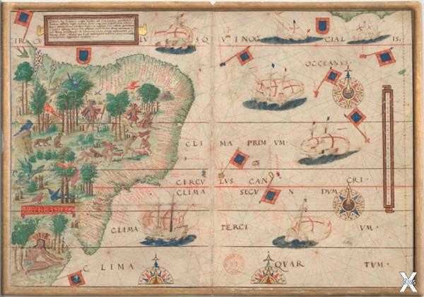 Карта побережья Южной Америки, включа...