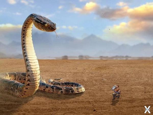 Гигантских змей в пустыне Сахара виде...