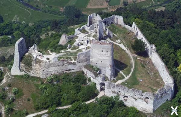 Вид с воздуха на Чахтицкий замок