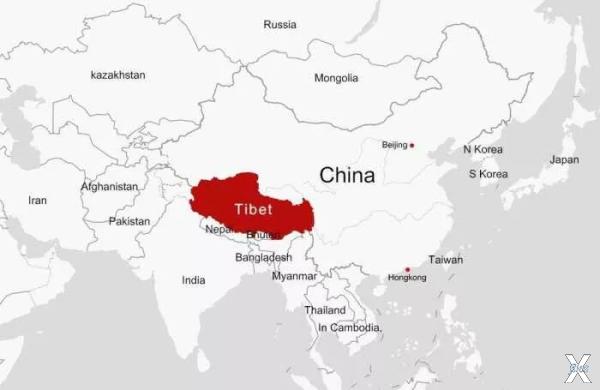 Расположение Тибета на карте