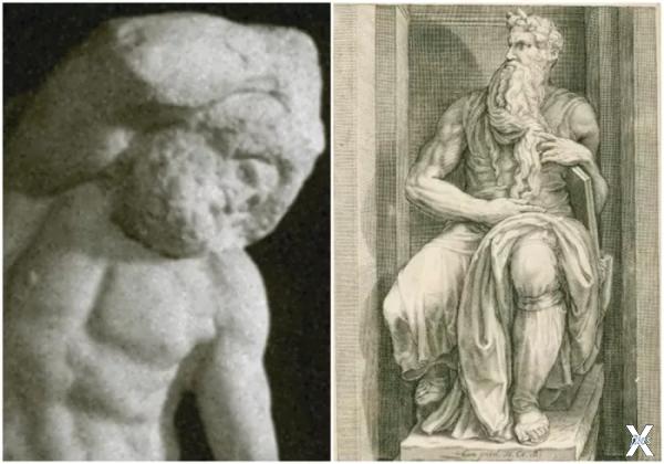 Слева направо: Бородатый раб \ Моисей...