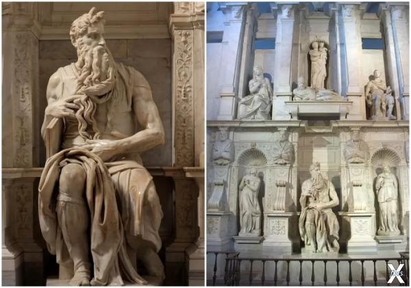 Слева направо: Моисей работы Микеланд...