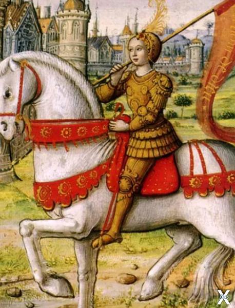 Жанна д'Арк верхом на коне. (1505 г.