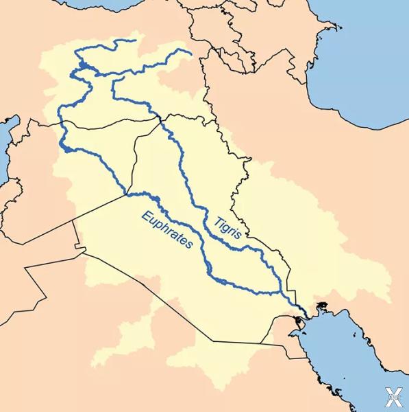 Реки Тигр и Евфрат на карте