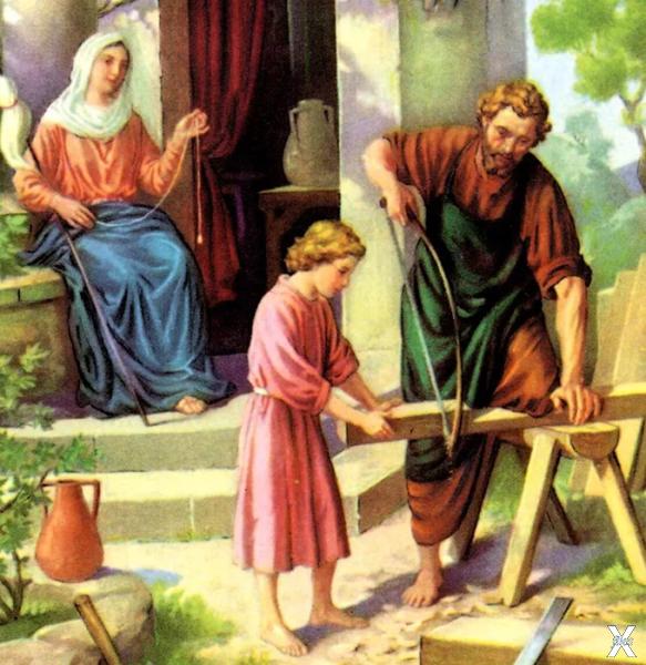Юный Иисус помогал Иосифу в плотницко...