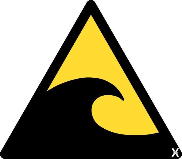 Знак предупреждения о цунами. Япония