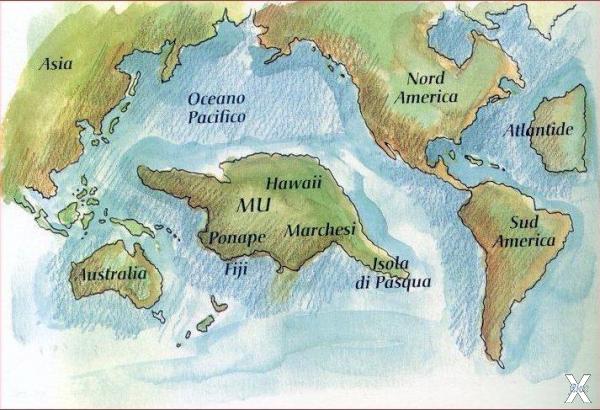 Карта континента Му. 1927 год