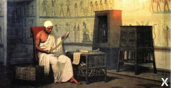 "Египетский жрец читает свиток". Карт...