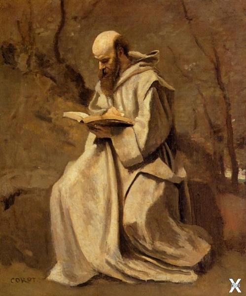 Жан Коро. "Читающий монах в белой ряс...