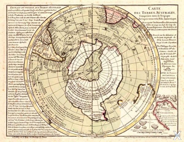 Карта Антарктиды, составленная Филипп...