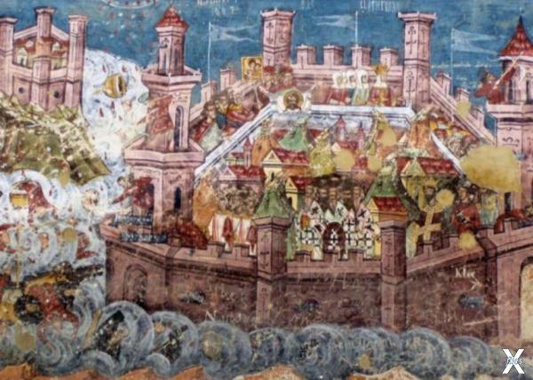 «Осада Константинополя». Икона XVI в....