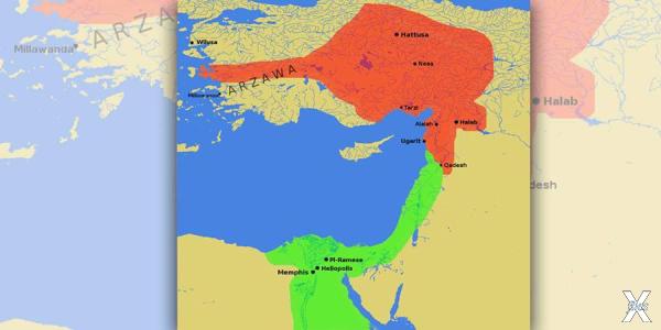 Границы Хеттской и Египетской империй...