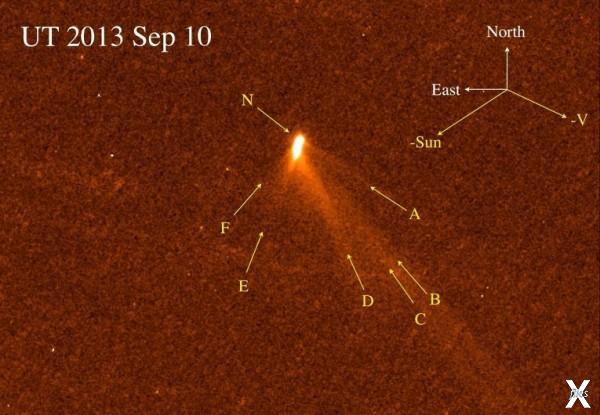 Шесть хвостов у кометы P/2013 P5