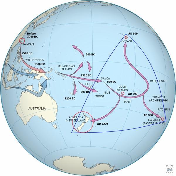 Треугольником обозначена Полинезия, в...