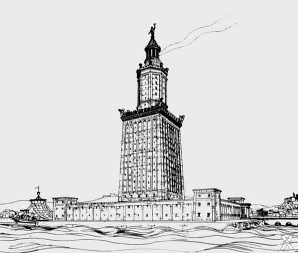 Рисунок Александрийского маяка немецк...