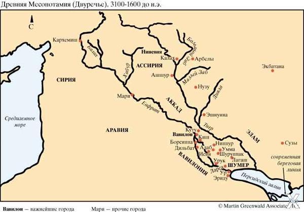 Карта Древней Месопотамии