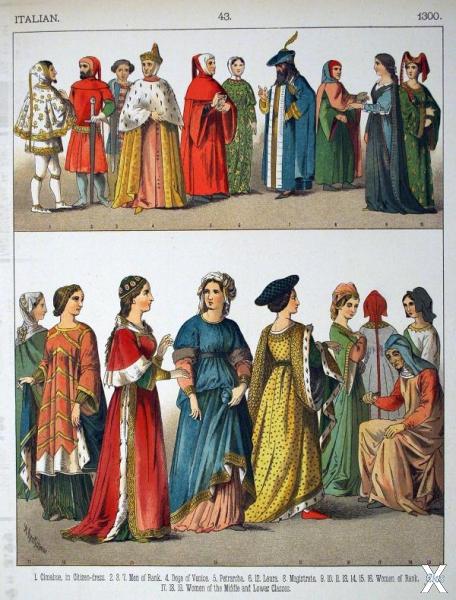 Итальянская одежда XIV века