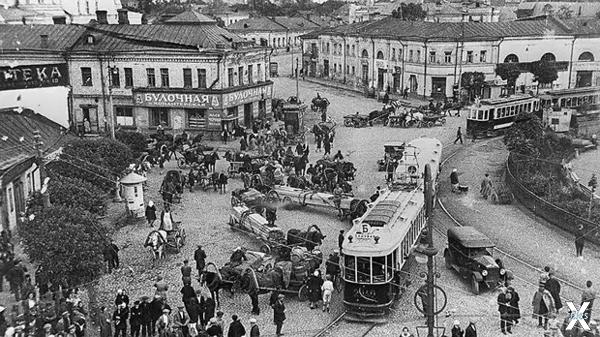 Москва, 1930-е годы, трамвайная пробка