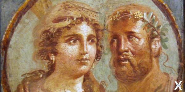 Геракл и Омфала, римская фреска, 45–7...