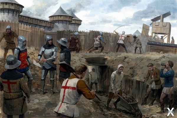 Строительство подкопа в Средневековье