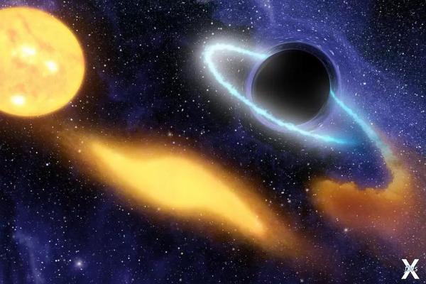 Чёрная дыра поглощает звезду (в предс...