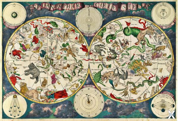 Созвездия на звёздной карте XVII века...