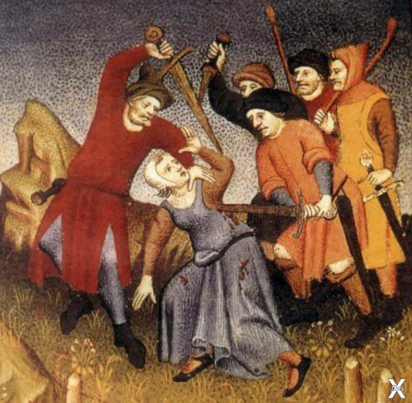 Средневековое изображение убийства же...