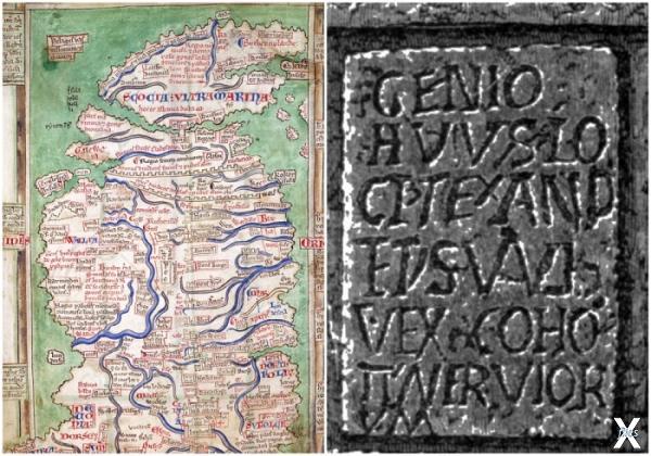 Слева направо: Средневековая карта (B...