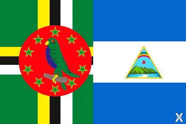 Флаг содружества Доминиканы и флаг Ни...