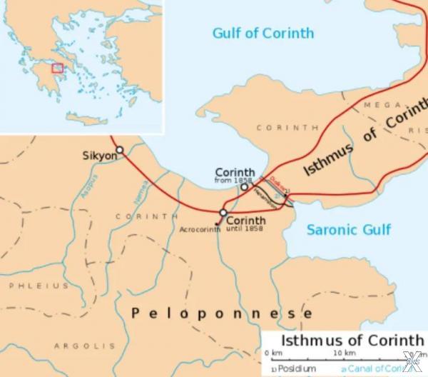 Карта Истмийского перешейка