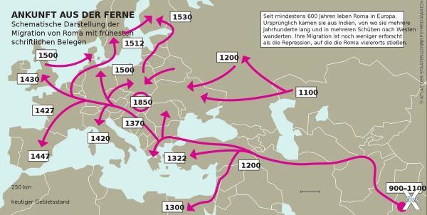 Карта миграции цыганской орды из Инди...