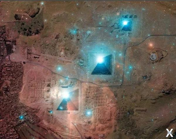 Проекция Великих пирамид Гизы на созв...