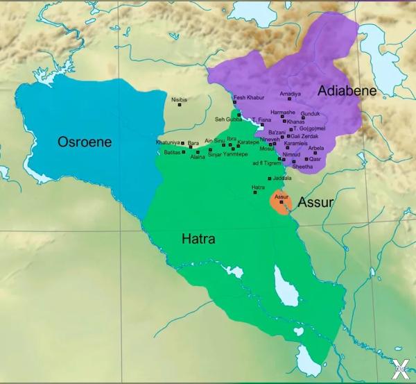 Карта царства Хатра на момент 200 годов