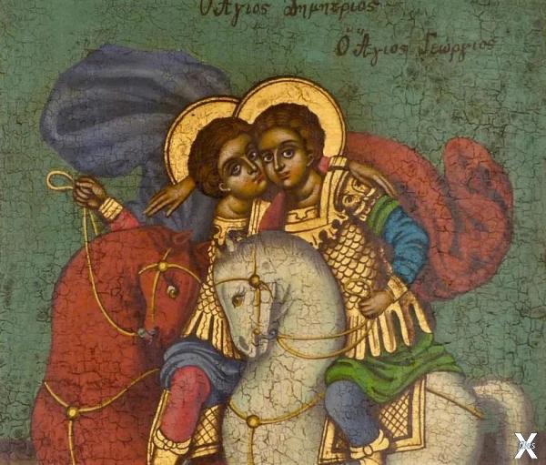 Икона святого Георгия и Димитрия Солу...