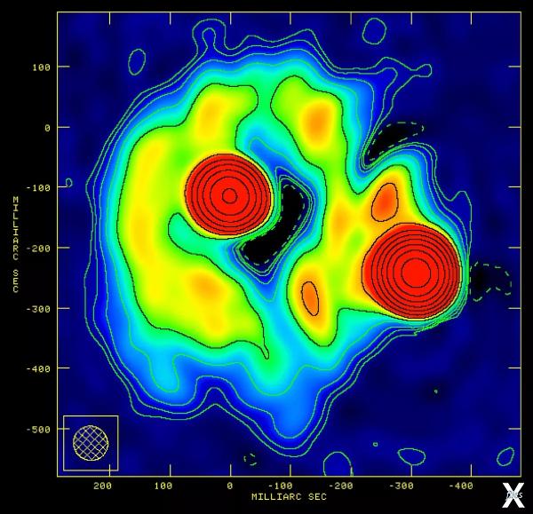 Радиоконтурная карта квазара B0218+36...